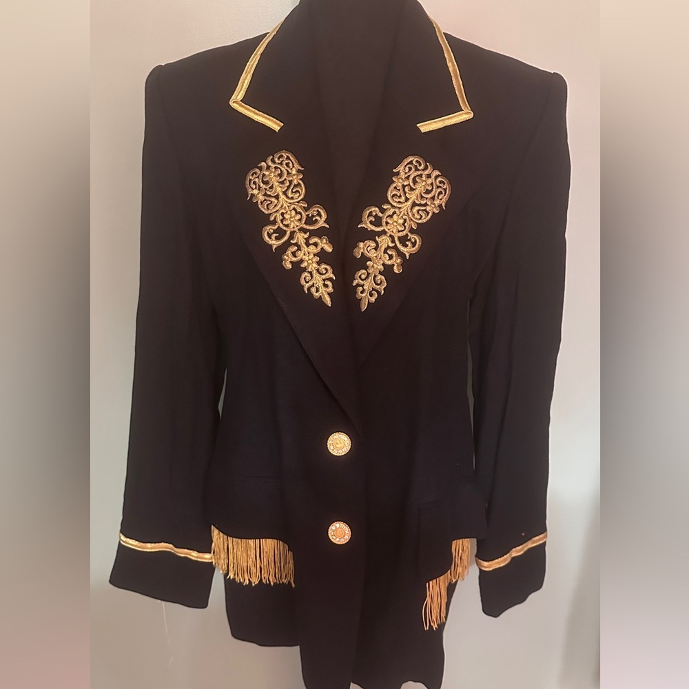 Black and Gold Embroidered Women's Blazer